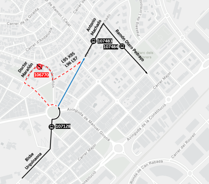 Plànol il·lustratiu. La informació mostrada al plànol es troba descrita al text d'aquesta pàgina.