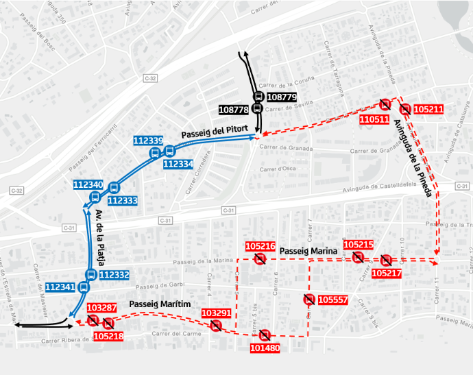 Plànol il·lustratiu. La informació mostrada al plànol es troba descrita al text d'aquesta pàgina.