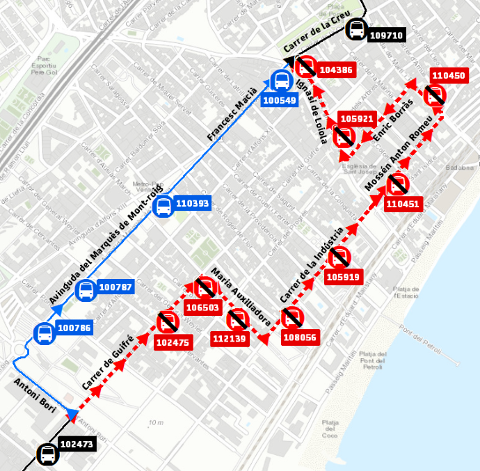 Plànol il·lustratiu. La informació mostrada al plànol es troba descrita al text d'aquesta pàgina.