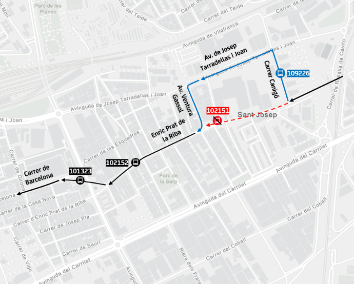 Plànol il·lustratiu. La informació mostrada al plànol es troba descrita al text d'aquesta pàgina.
