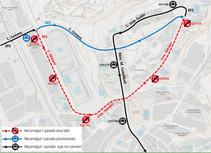 Plànol il·lustratiu. La informació mostrada al plànol es troba descrita al text d'aquesta pàgina.