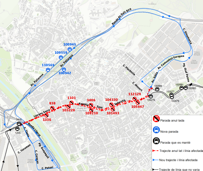 Plànol il·lustratiu. La informació mostrada al plànol es troba descrita al text d'aquesta pàgina.