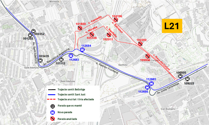 Plànol il·lustratiu. La informació mostrada al plànol es troba descrita al text d'aquesta pàgina.