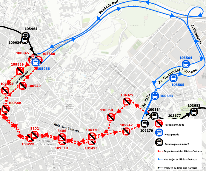 Plànol il·lustratiu. La informació mostrada al plànol es troba descrita al text d'aquesta pàgina.