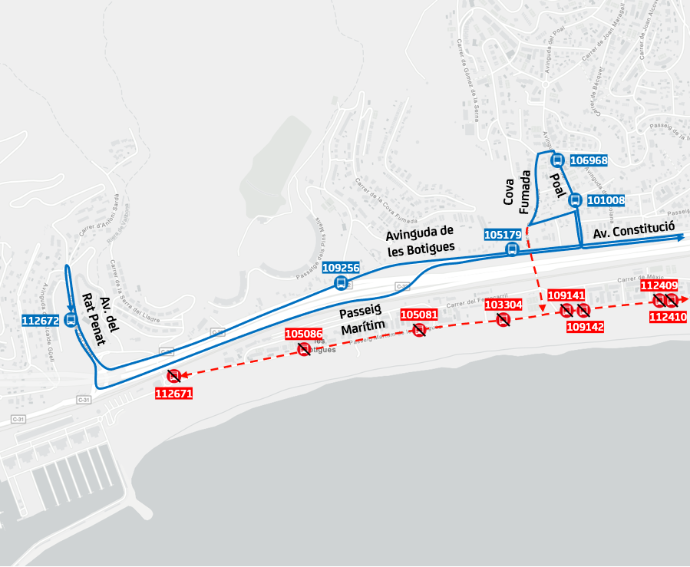 Plànol il·lustratiu. La informació mostrada al plànol es troba descrita al text d'aquesta pàgina.