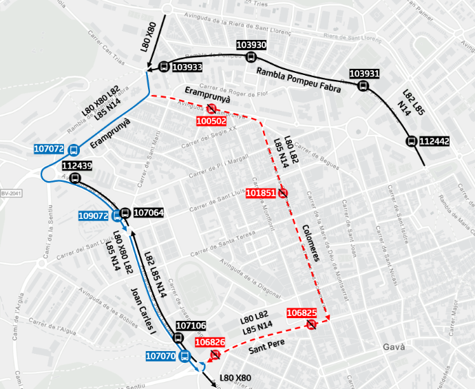 Plànol il·lustratiu. La informació mostrada al plànol es troba descrita al text d'aquesta pàgina.