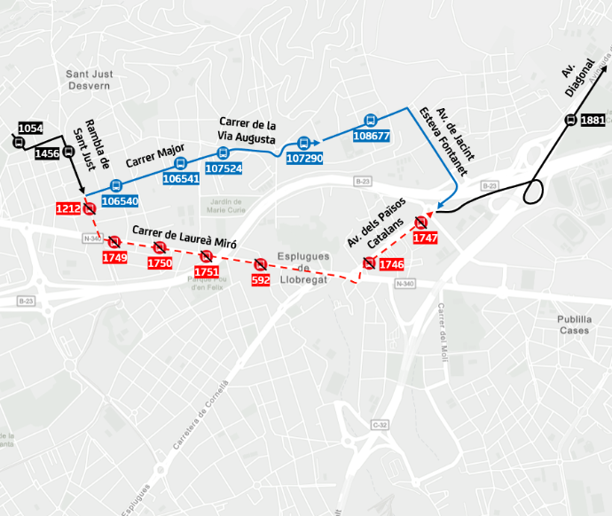 Plànol il·lustratiu. La informació mostrada al plànol es troba descrita al text d'aquesta pàgina.
