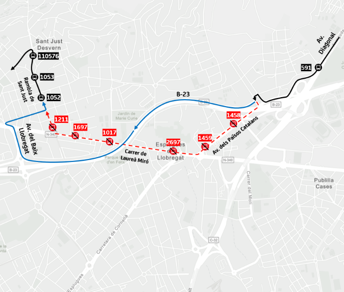 Plànol il·lustratiu. La informació mostrada al plànol es troba descrita al text d'aquesta pàgina.